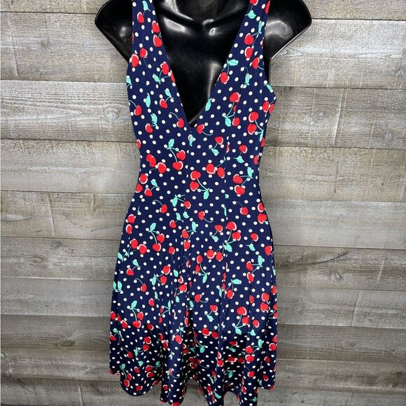 Revd'Elle Paris Cherry Print Sleeveless Dress spring summer dress - Picture 3 of 4